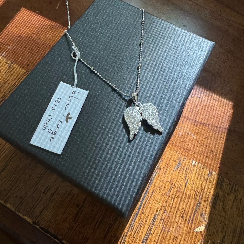 Silver Angel Wing Pendant Necklace